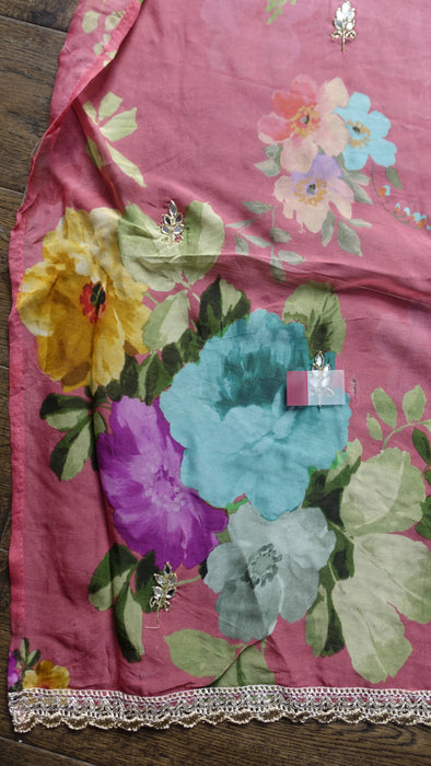 Bright Peach Silk Voile - New With Defects