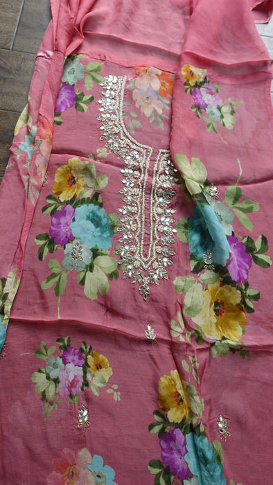 Bright Peach Silk Voile - New With Defects