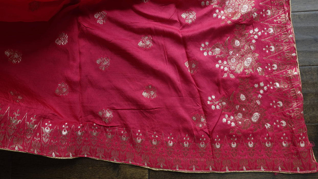 Bright Pink Chanderi Silk - Unstitched