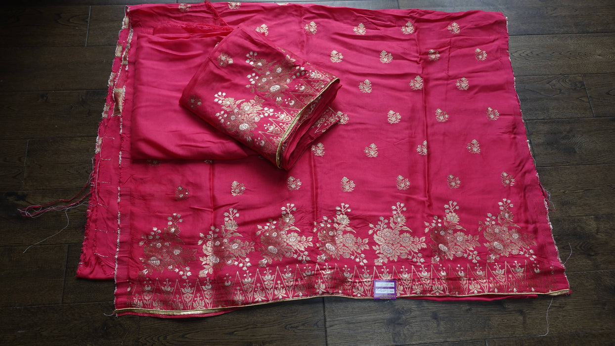 Bright Pink Chanderi Silk - Unstitched