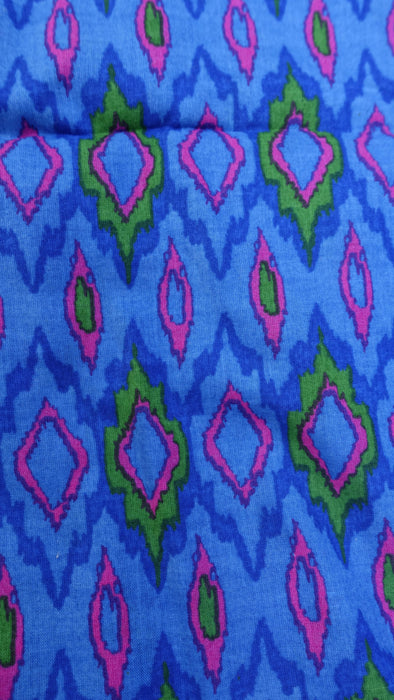 Blue Diamond Print Cotton Fabric -5-6 Metres