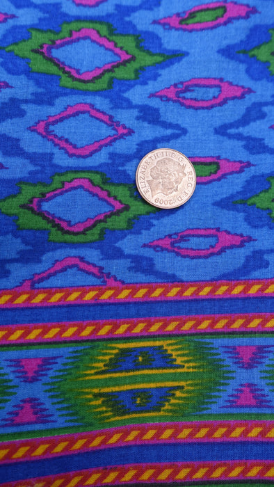Blue Diamond Print Cotton Fabric -5-6 Metres