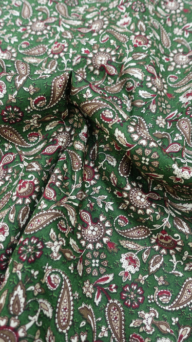 Green Paisely Cotton Fabric - 5-6 Metres