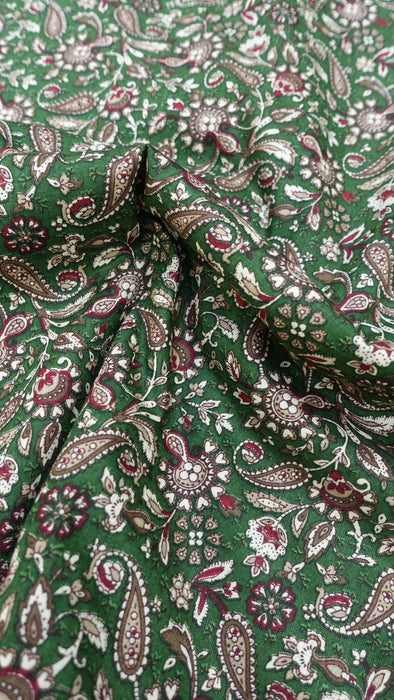 Green Paisely Cotton Fabric - 5-6 Metres