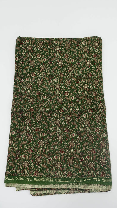 Green Paisely Cotton Fabric - 5-6 Metres