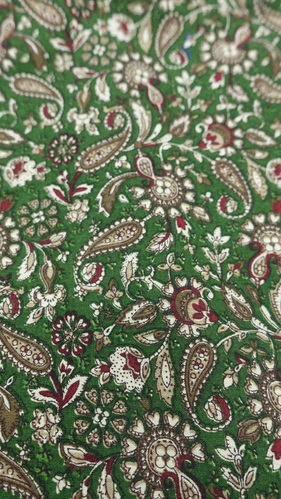 Green Paisely Cotton Fabric - 5-6 Metres