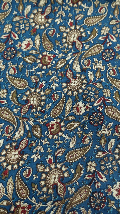 Blue Paisley Cotton Fabric - 5-6 Metres