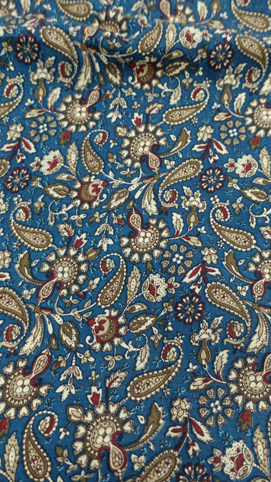 Blue Paisley Cotton Fabric - 5-6 Metres