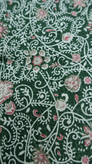 Green Floral Print Cotton Fabric - 5-6 Metres