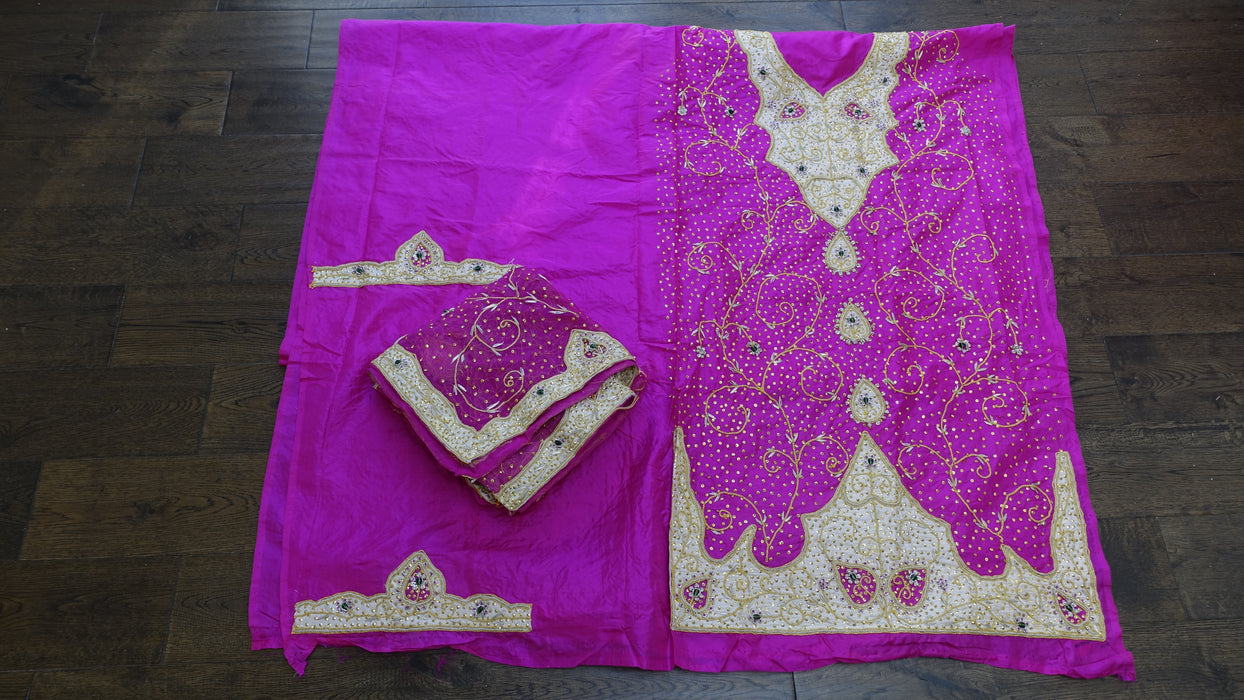 Hot Pink Pure Silk Vintage Unstitched  Suit - New