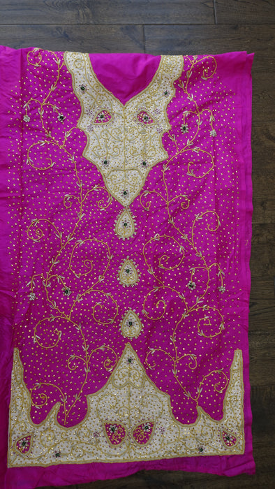 Hot Pink Pure Silk Vintage Unstitched  Suit - New