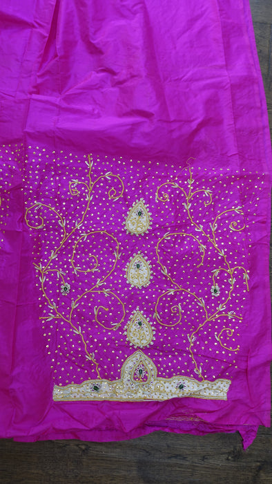 Hot Pink Pure Silk Vintage Unstitched  Suit - New