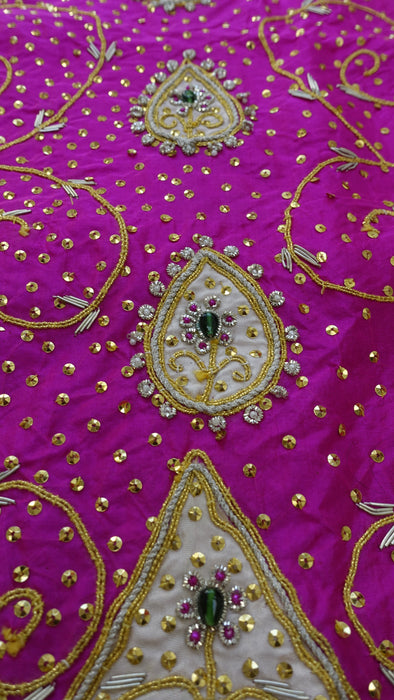 Hot Pink Pure Silk Vintage Unstitched  Suit - New