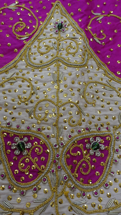 Hot Pink Pure Silk Vintage Unstitched  Suit - New