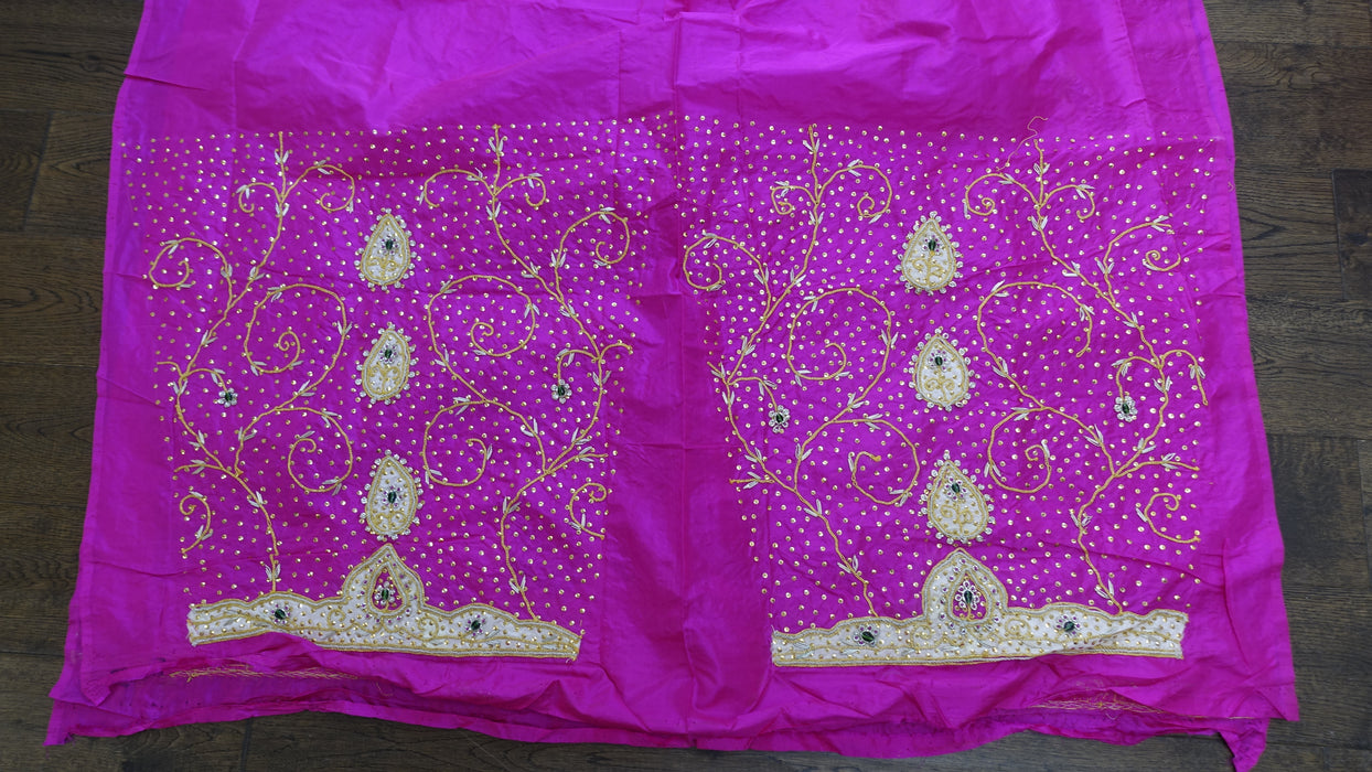 Hot Pink Pure Silk Vintage Unstitched  Suit - New