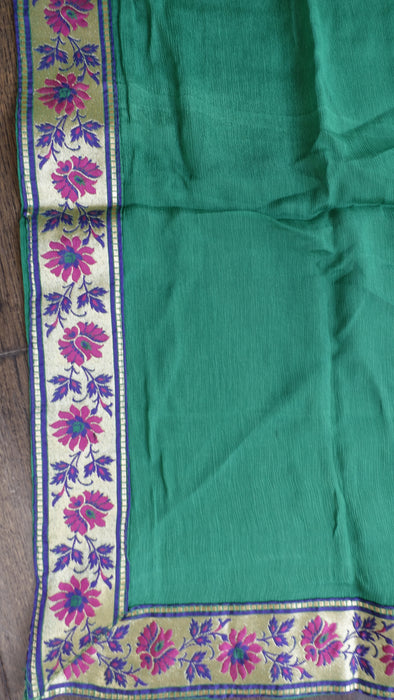 Green Crepe Silk Unstitched Suit