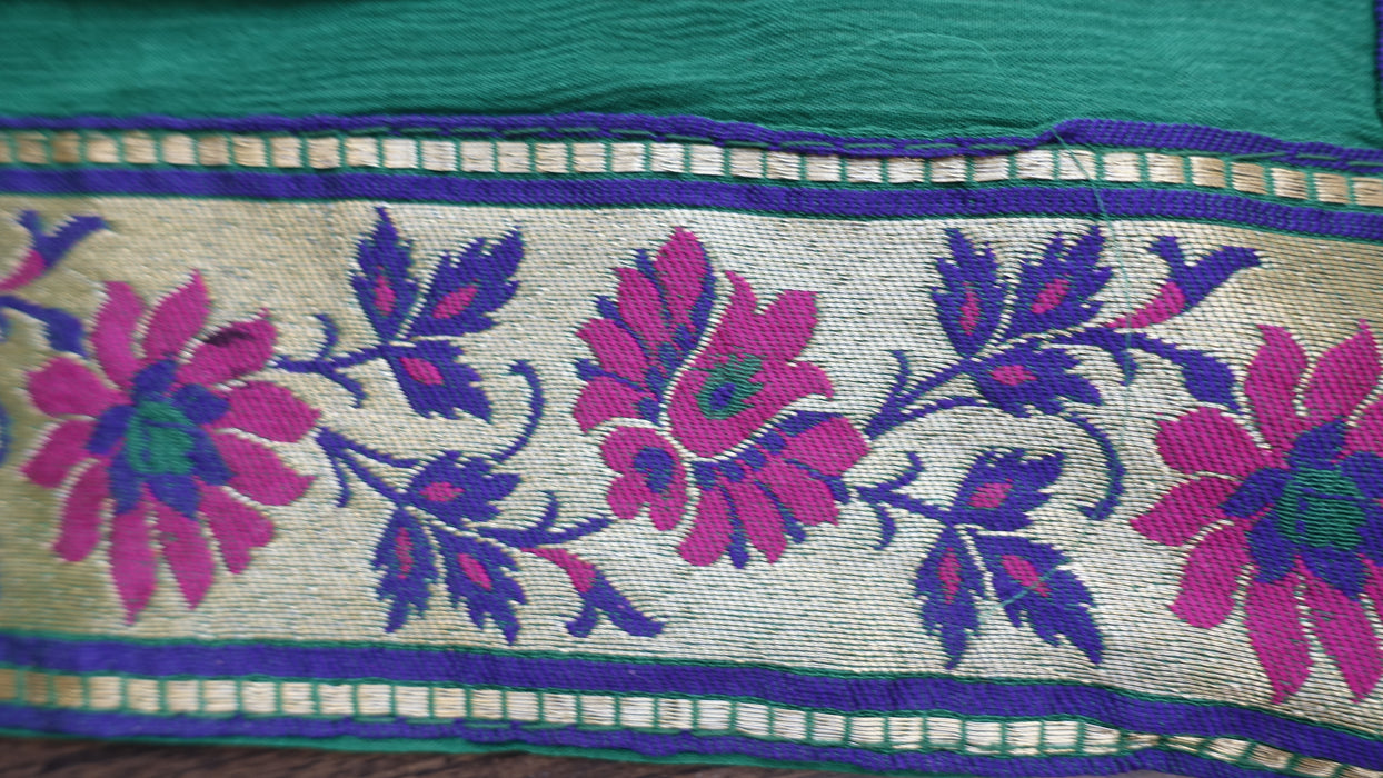 Green Crepe Silk Unstitched Suit