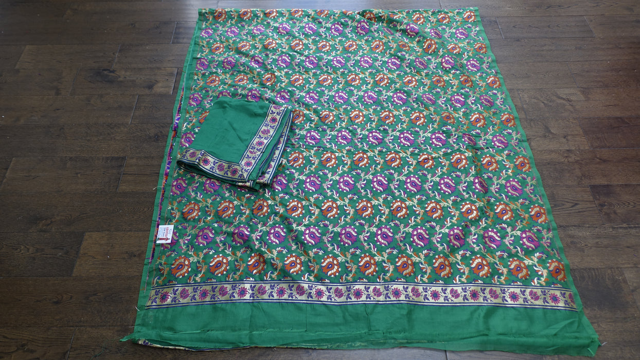 Green Crepe Silk Unstitched Suit