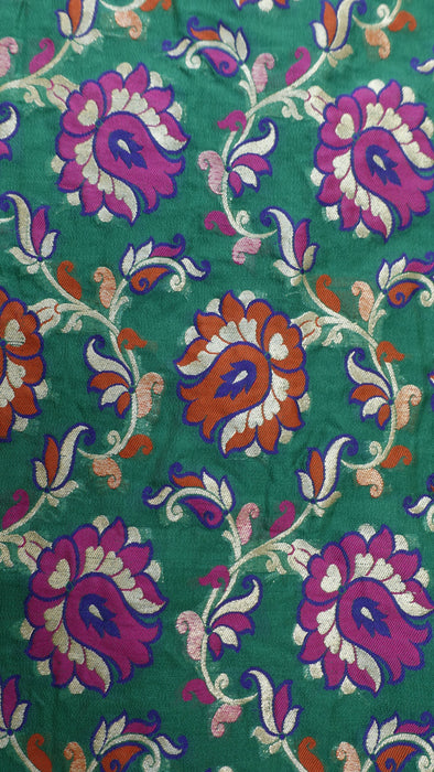 Green Crepe Silk Unstitched Suit
