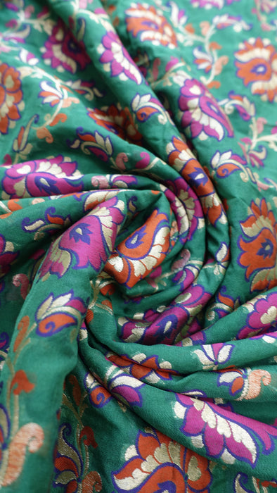 Green Crepe Silk Unstitched Suit