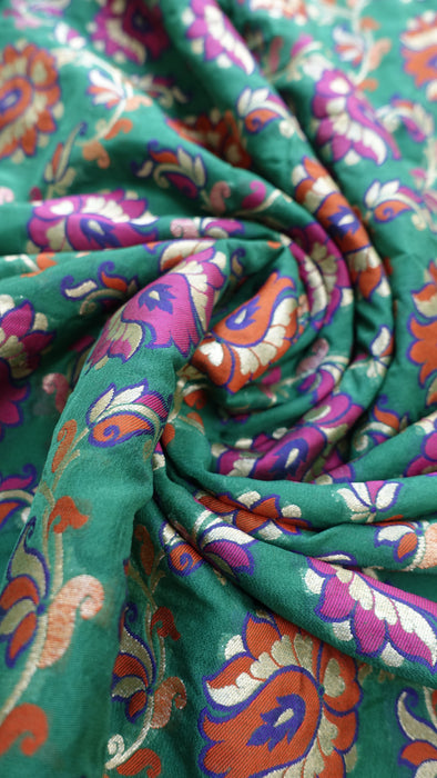 Green Crepe Silk Unstitched Suit