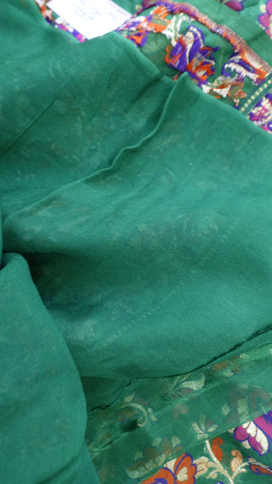 Green Crepe Silk Unstitched Suit
