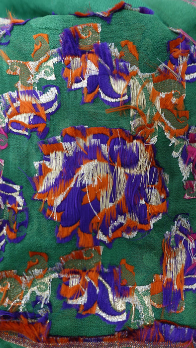 Green Crepe Silk Unstitched Suit
