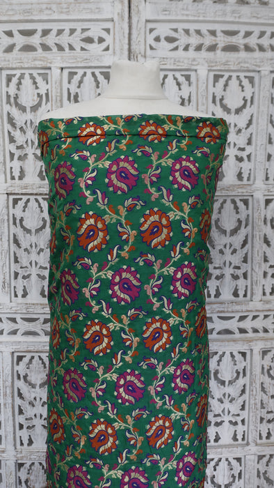 Green Crepe Silk Unstitched Suit