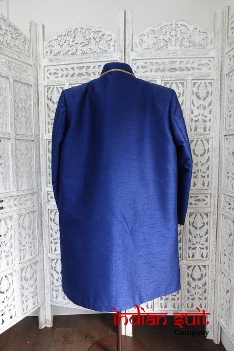 Blue Wedding XXL Sherwani To Fit 50" Chest- Preloved - Indian Suit Company