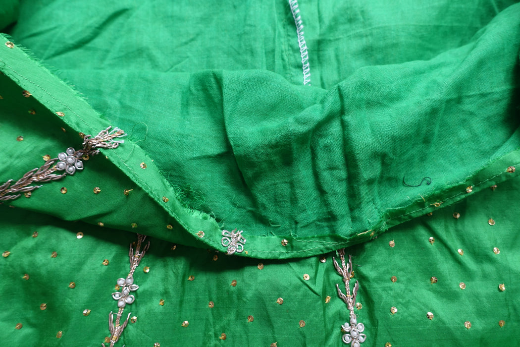 Green Vintage Silk Skirt - Preloved - Indian Suit Company