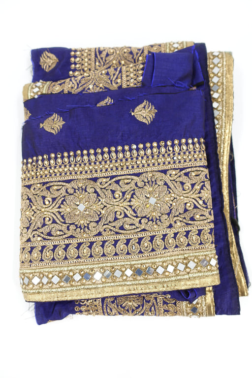 Purple Art Silk Sari Beaded Embellished Braid Trim - Indian Suit Company