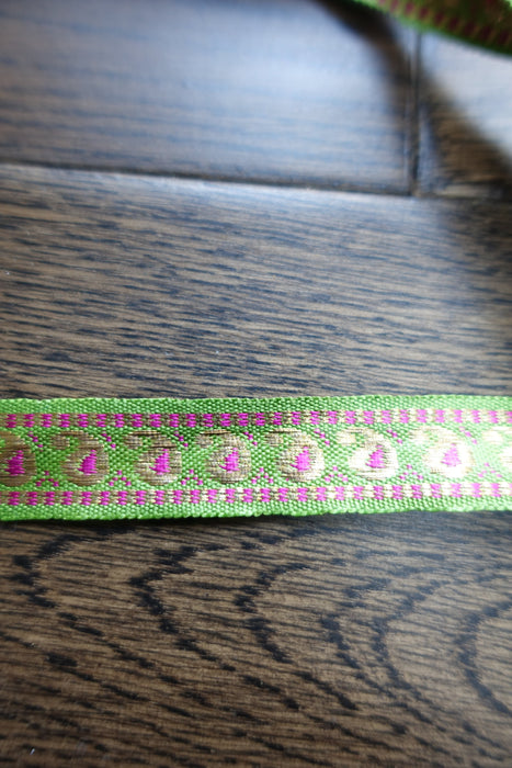 Green & Pink Paisley Braid - 5 Metres