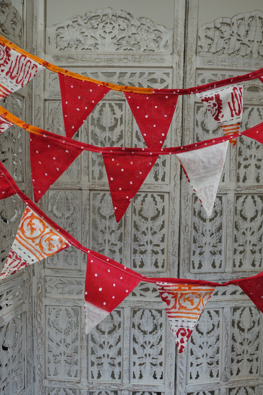 Red Cotton Printed Bunting - 7 Metre - Indian Suit Company