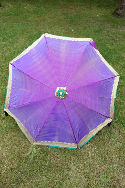Purple Vintage Silk Handmade Umbrella - Preloved - Indian Suit Company