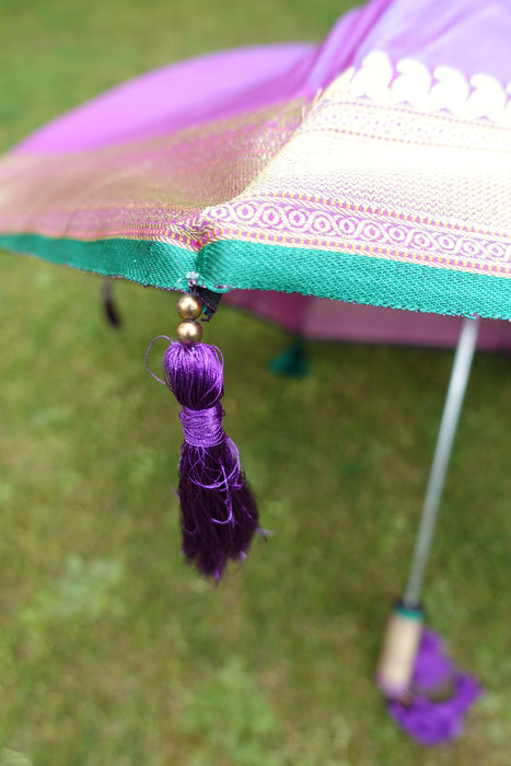 Purple Vintage Silk Handmade Umbrella - Preloved - Indian Suit Company