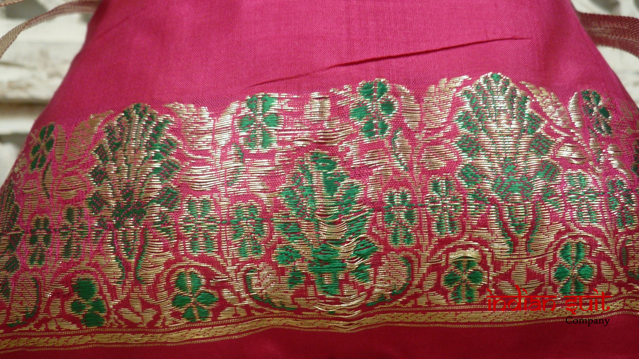 Hot Pink Vintage Silk Potli Bag - Indian Suit Company