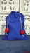 Royal Blue Raw Silk Potli Bag With Red Square Beads - Indian Suit Company