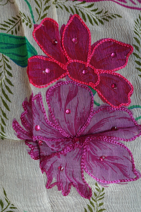 Pink Floral Cotton Silk Blend Unstitched Suit - New - Indian Suit Company