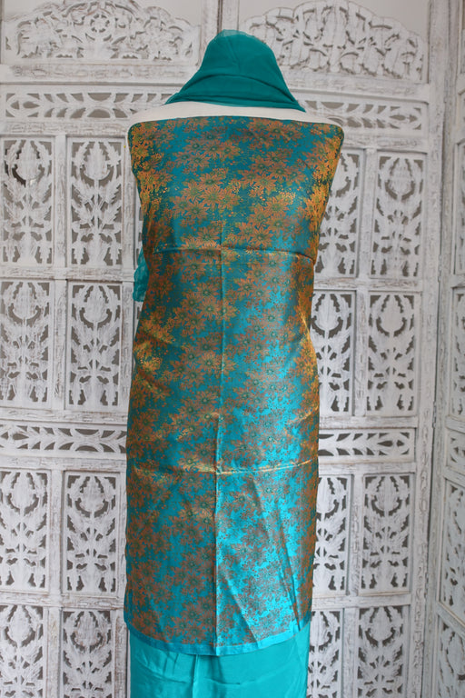 2 Tone Teal Vintage Brocade Suit - New - Indian Suit Company