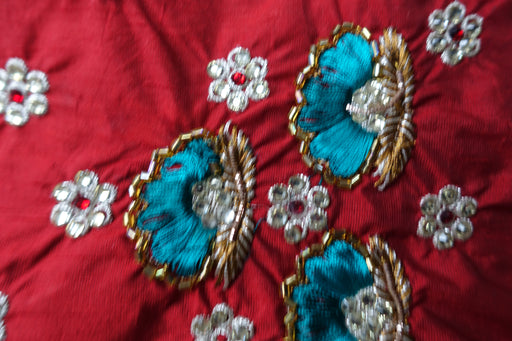 Red Silk Effect Fabric For Sari Blouse / Choli  - New - Indian Suit Company