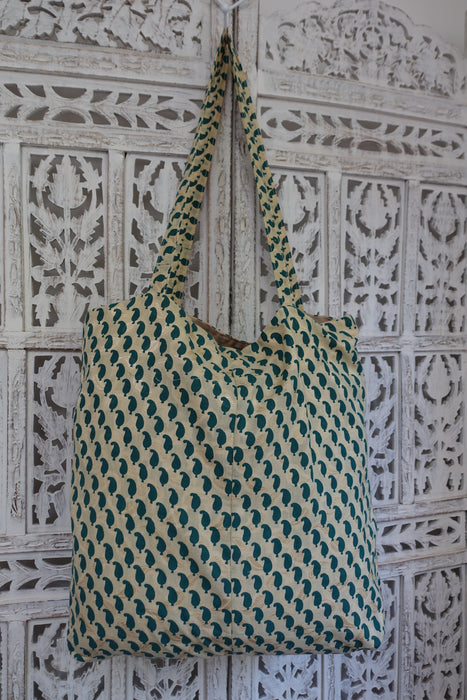 Cream Embroidered Tote Cotton Bag - New - Indian Suit Company