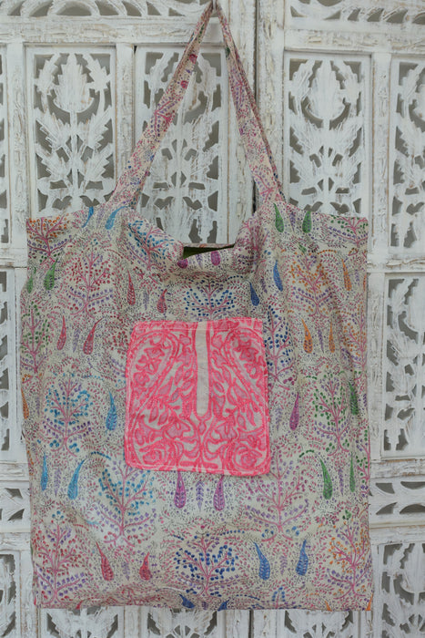 Pastel Coloured Tissue Silk Tote Bag - New - Indian Suit Company