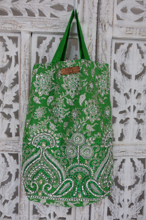 Bright Green Diamante Studded Bag - New - Indian Suit Company