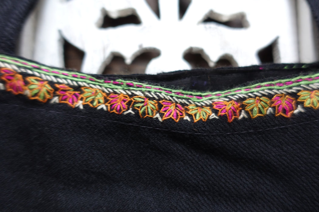 Black Wool Embroidered Tote Bag - Indian Suit Company