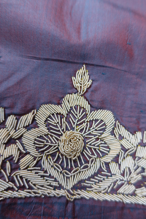 2 Tone Pure Vintage Silk Zardosi Tote Bag - Indian Suit Company