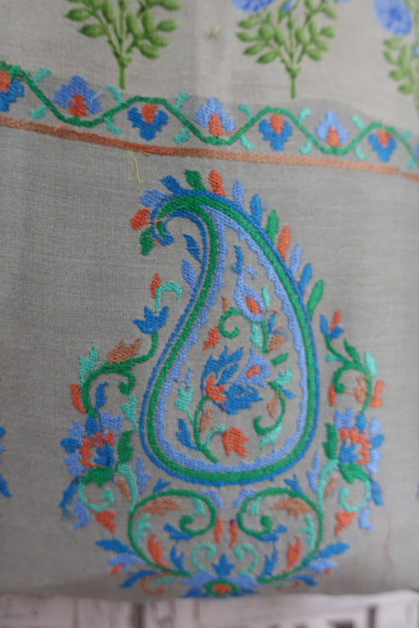 Pastel Cotton Silk Embroidered Paisley Tote Bag - Indian Suit Company