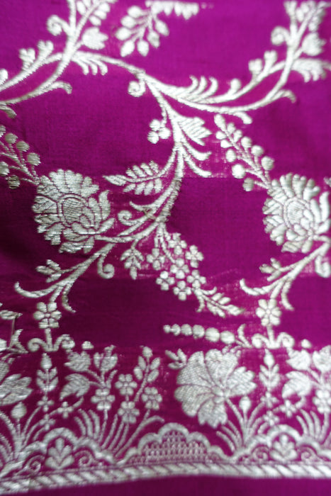 Magenta Vintage Silk Large Tote Bag - Indian Suit Company
