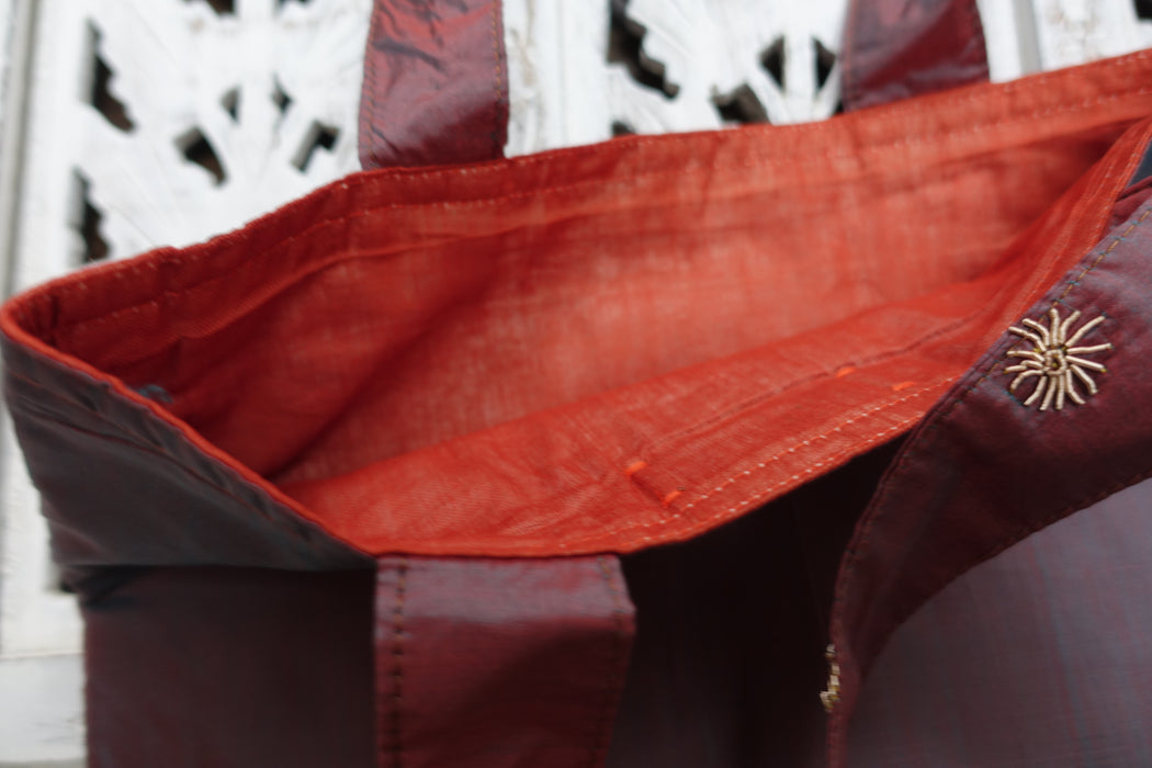 2 Tone Vintage Pure Silk Bag With Zardosi Work - Indian Suit Company