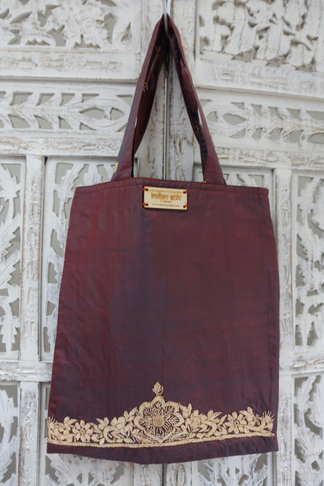 2 Tone Vintage Pure Silk Bag With Zardosi Work - Indian Suit Company