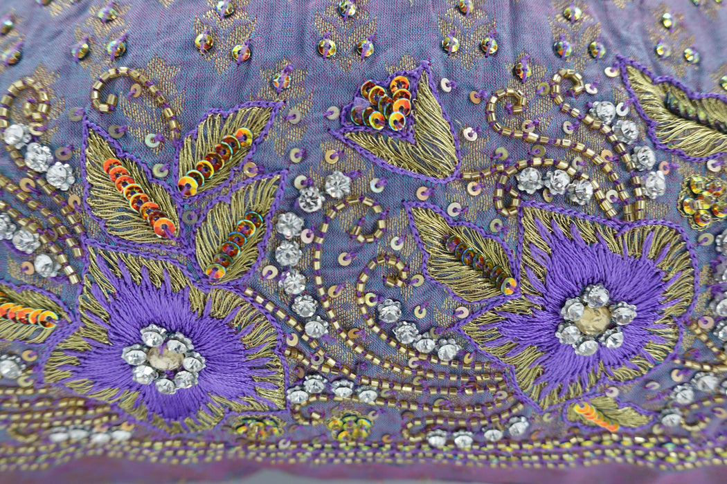 Lilac Banarsi Brocade Embellished Bag - New - Indian Suit Company